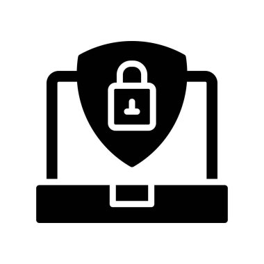 anahtar vektör illüstrasyon siluet biçimi ile bilgisayar güvenliği asma kilidi