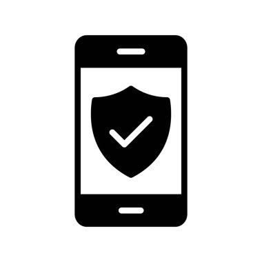 Güvenlik vektörü glyph düz simgesi