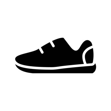 Spor ayakkabısı siyah ikon, beyaz arka planda düz vektör işareti. ayakkabı illüstrasyon sembolü