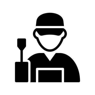 Kürek vektör ikonu tasarımlı inşaat işçisi