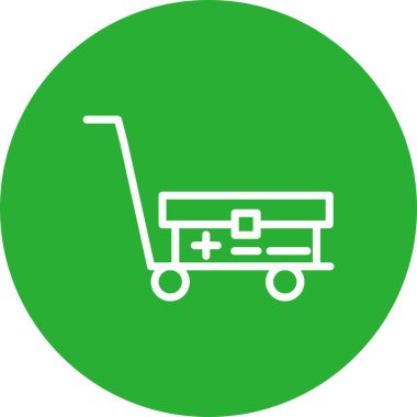 Alışveriş arabası ikonu. biçim düz yuvarlak sembol, eko yeşil renk, yuvarlak açılar, beyaz arkaplan