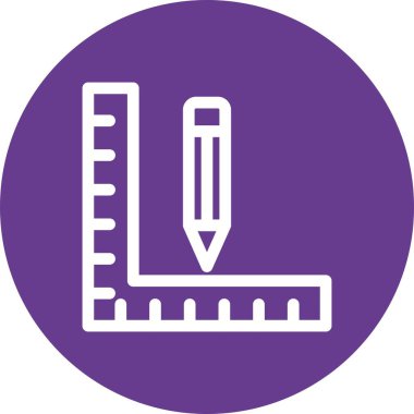 cetvel ve kalem, beyaz arkaplanda illüstrasyon vektör simgesi