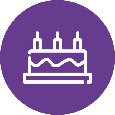 Mum ikonlu doğum günü pastası. Mum ve mum çizimi web için vektör simgesi