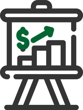 Satış şeması vektör simgesi. biçim iki renkli düz sembol, yeşil ve gri renkler, yuvarlak açılar, beyaz arkaplan.
