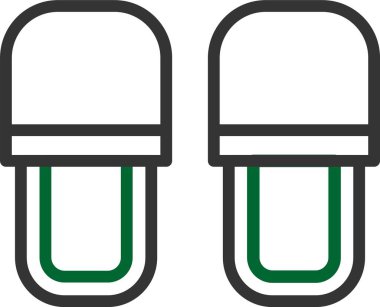 Bir çift yeşil ve beyaz terliğin vektör çizimi