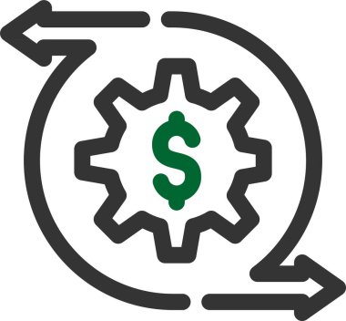 dişli para simgesi vektör illüstrasyonu