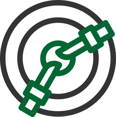 Zincir simgesi. vektör biçimi iki renkli sembol, yeşil ve gri renkler, gri arkaplan, beyaz arkaplan.