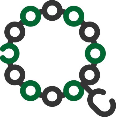 zincir düz simge. Vektör çizim biçimi gri düz ikonik yeşil renk sürümleridir, modayı takip eden web ve yazılım arayüzleri için gri dizayn edilmiştir..