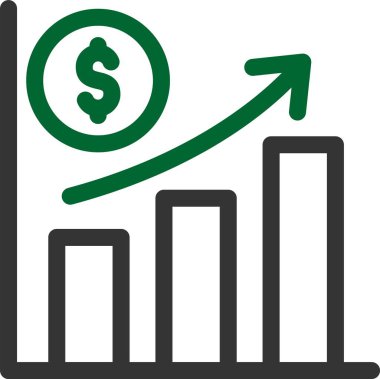 Dolar büyüme grafiği simgesi. Web için kar büyüme grafiği vektör simgesinin özeti