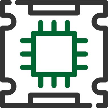 Cpu işlemci simgesi, vektör illüstrasyonu beyaz arkaplanda izole edildi