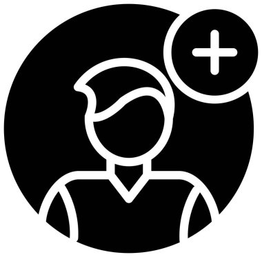 Doktor vektör ikonu. biçim düz yuvarlak sembol, siyah renk, yuvarlak açılar, beyaz arkaplan.