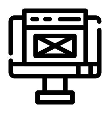 E- posta simgesi olan bilgisayar, basit biçim