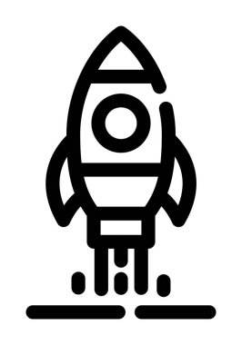 Uzay gemisi roket ikonu ana hat vektörü. Roket uzay gemisi. roket
