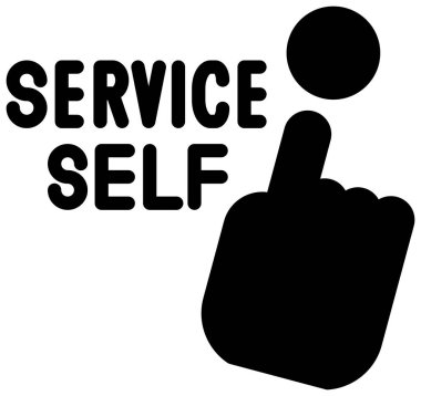 Beyaz üzerine self servis damgası