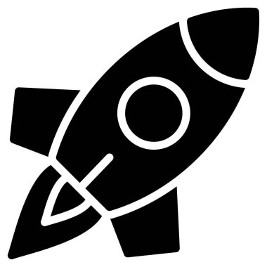 Roket. Web simgesi basit illüstrasyon