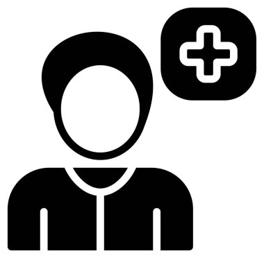 Haçlı hasta doktor, hasta ikonu, tıbbi konsept, vektör illüstrasyonu