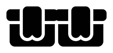 Siyah ve beyaz ikonun vektör çizimi. w üzerinde harf kümesi