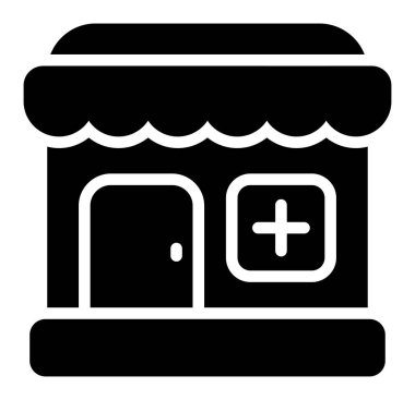 Dükkan ikonu vektörü. düz siyah vektör çizimi. beyaz arkaplanda izole