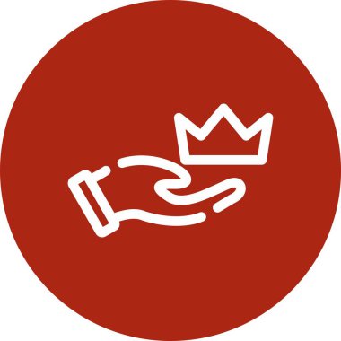 Kırmızı tacı tutan elin vektör illüstrasyonu