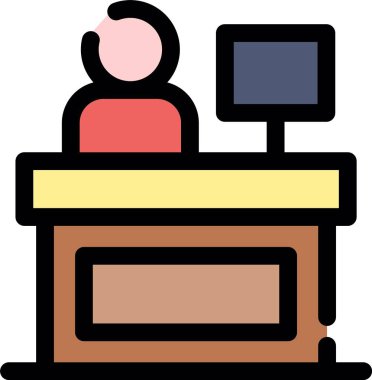 Ofis masası ikonu. özet ofis masa vektör rengi düz izole