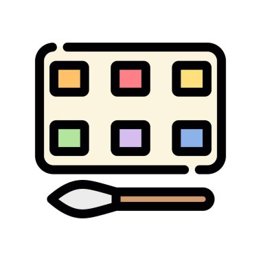 Palet ve fırça ikonu vektör illüstrasyonlu boya paleti