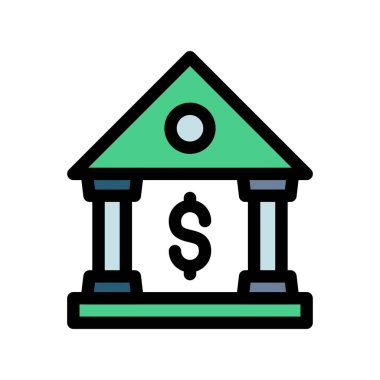 bank vektörü düz renk simgesi
