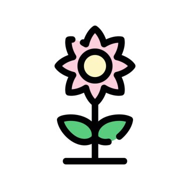 çiçek vektörü düz renk simgesi