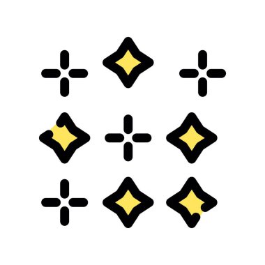 Yılbaşı ağacı, yıldız ve ışıklarının vektör simgesi tasarımı