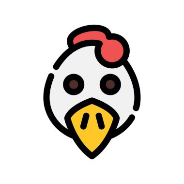 Beyaz arka planda tavuk vektör çizimi. düz dizayn simgeleri. Konsept ve grafik tasarımı için vuruş simgesi.