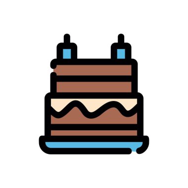 Kek simgesi renk ana hatları vektörü
