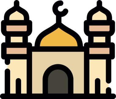 İslami cami simgesi renk ana hatları vektörü