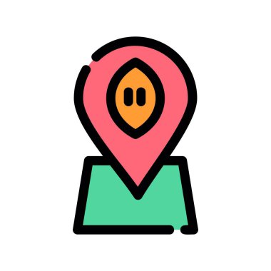 Harita konumu simgesi. Çizgi haritası işaretleyici vektör rengi düz izole