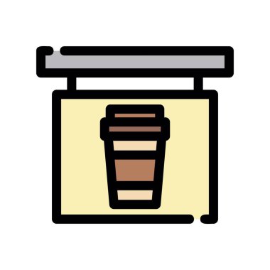 Kahve makinesi simgesi renk ana hatları vektörü