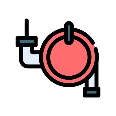 Valf simgesi olan boru. Vana vektör simgesi izole edilmiş boru çizimi