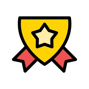 Logo web ve mobil uygulama tasarımı, rozet logosu konsepti için beyaz arkaplanda izole edilmiş rozet simgesi vektörü