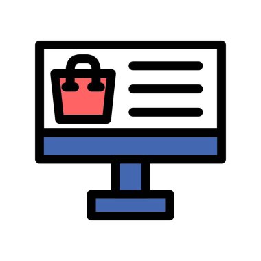 Alışveriş sepeti ikonu. Taslak alışveriş sepeti vektör rengi düz izole