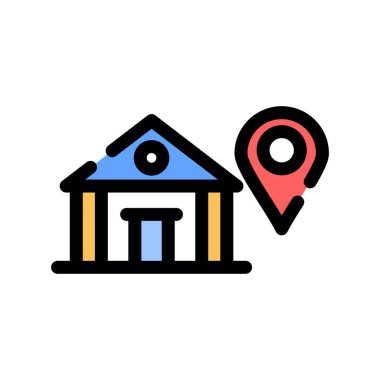 konum vektörü düz renk simgesi