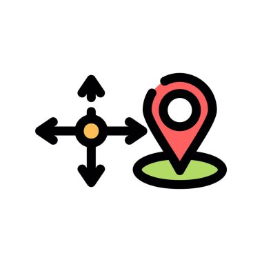 konum, nokta, pin, harita işi düz çizgi ikon vektörü