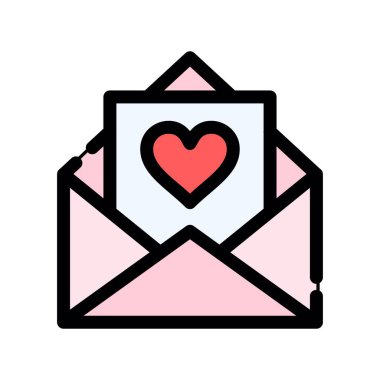 Kalp simgesi renk vektör illüstrasyonlu zarf