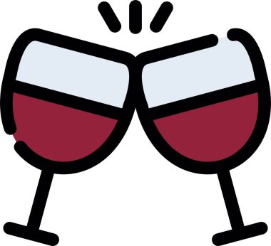 şarap kadehleri simgesi, vektör illüstrasyonu