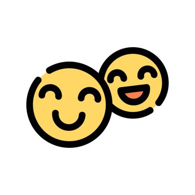 iki mutlu emoji ikonu. düz tasarım biçimi.