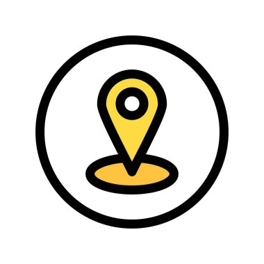 Harita iğne simgesi. beyaz arkaplanda izole edilmiş çizgi haritası pin vektör renk konturu