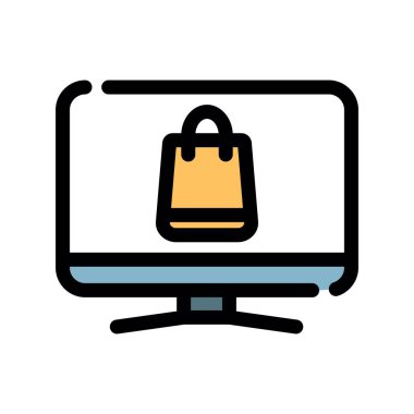laptop alışveriş arabası ikonu. taslak alışveriş arabası vektör resimleme simgesi rengi düz izole