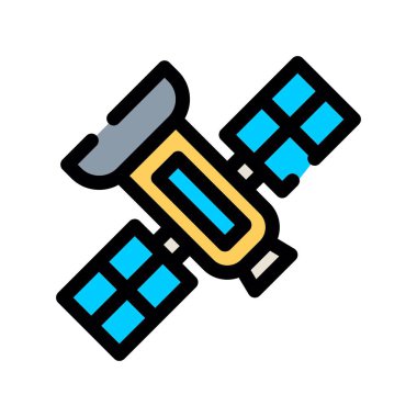 Beyaz arka planda uydu vektör çizimi. Birinci kalite semboller. Konsept ve grafik tasarımı için vuruş simgesi.