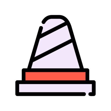 Kırmızı ve beyaz işaretli bir çizgi film simgesinin vektör çizimi