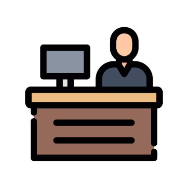 ofis yöneticisi simgesi renk ana hatları vektörü