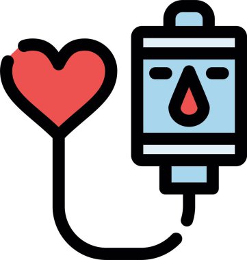 Kan bağışı ikonu doldurulmuş - ana hatları biçiminde