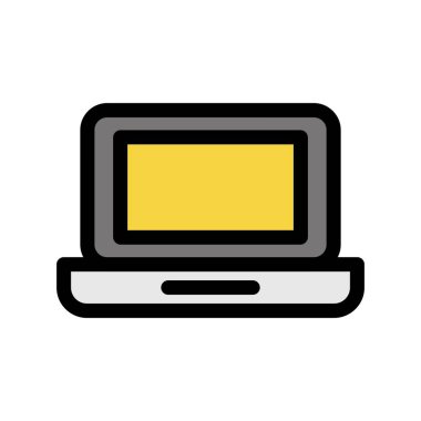 Web amacı, mobil uygulama, tasarım ve logo kavramı için beyaz arkaplanda izole edilmiş dizüstü bilgisayar simgesi vektörü