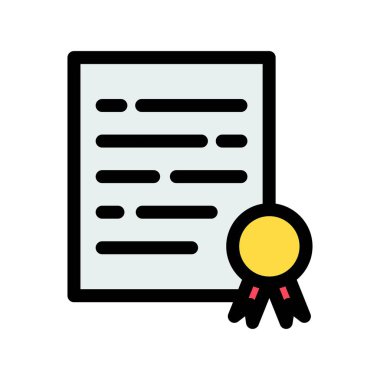 Sertifika simgesi vektörü. düz tasarım illüstrasyon.