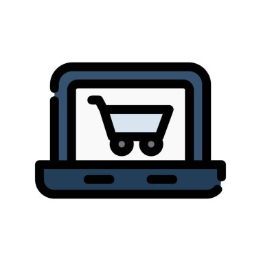 alışveriş sepeti vektör çizim tasarım ile dizüstü bilgisayar